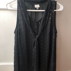 Black sleeveless blouse